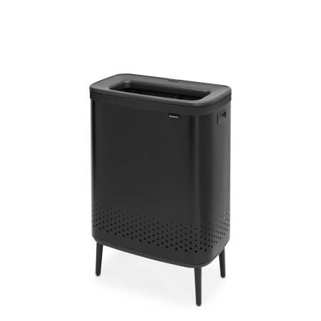 Корзина для белья Brabantia Bo 200564 с пластиковой крышкой, 60 л, цвет черный матовый