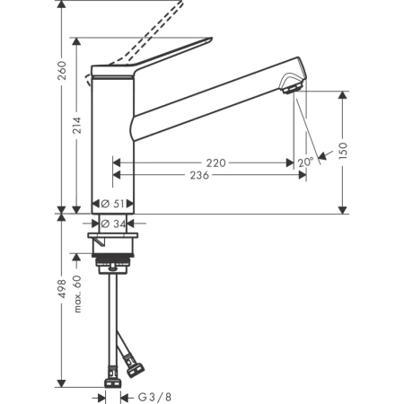 смеситель для кухни hansgrohe zesis m33 74802000, хром