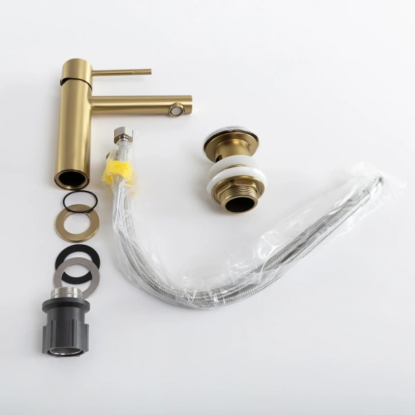 смеситель для раковины cezares relax relax-ls2-boro с донным клапаном, золотой матовый