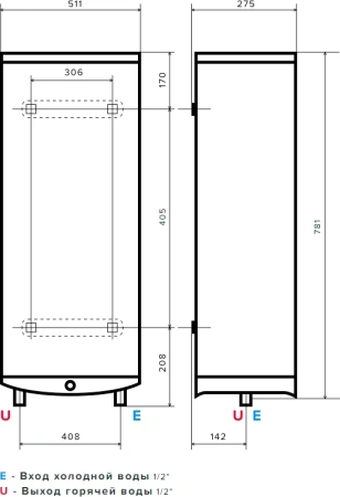 накопительный водонагреватель ariston abs vls pro inox r 3700686 электрический, 50л