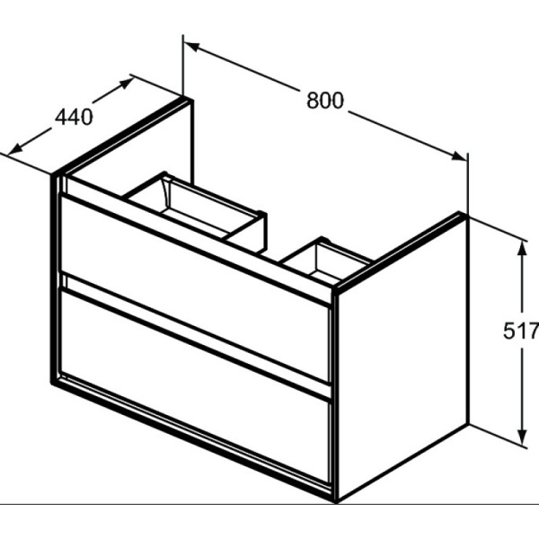 тумба белый глянец/белый матовый 80 см 2 ящика ideal standard connect air e0819b2