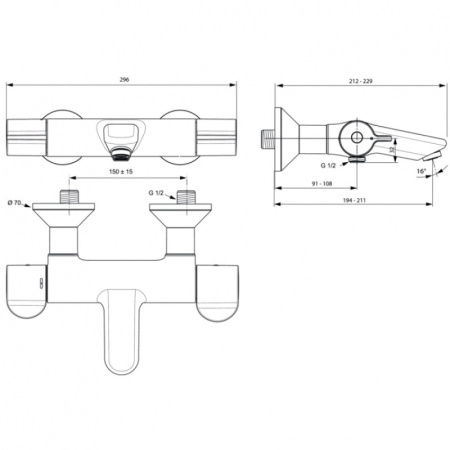 смеситель для ванны ideal standard ceraplus 2.0 a6873aa