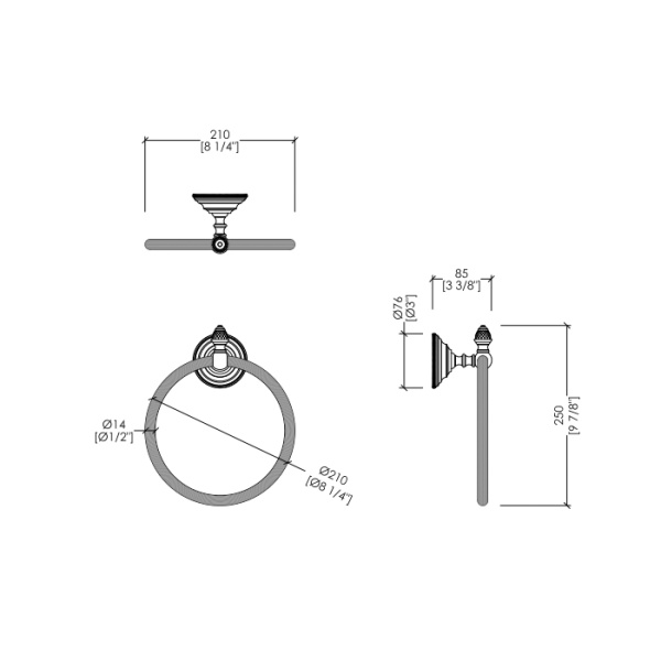 Devon&Devon Devon&Devon Diamond Полотенцедержатель - кольцо 21см., подвесной, цвет: хром
