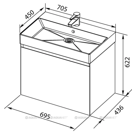 раковина полувстраиваемая aquanet sanovit slim synergy 70 00198207