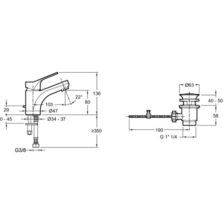 смеситель для раковины с донным клапаном coolstart jacob delafon brive e75759-4-cp