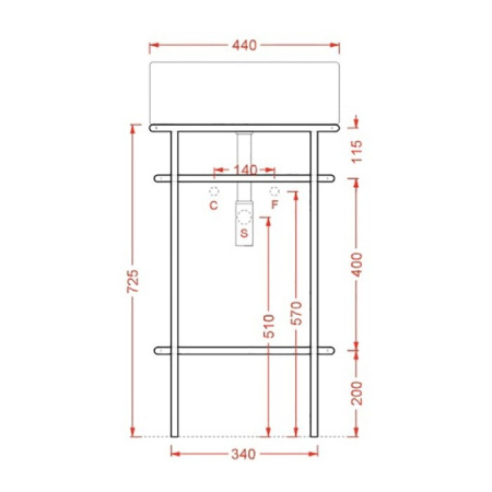 металлическая структура artceram vogue aca058 05 для раковины rombo, millerighe и atelier белая матовая