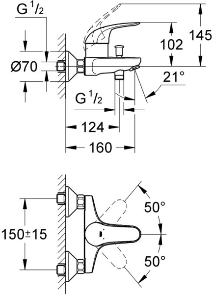 смеситель для ванны с душем grohe swift 23270000