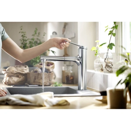 смеситель для кухни hansgrohe zesis m33 sbox lite 74804000, хром