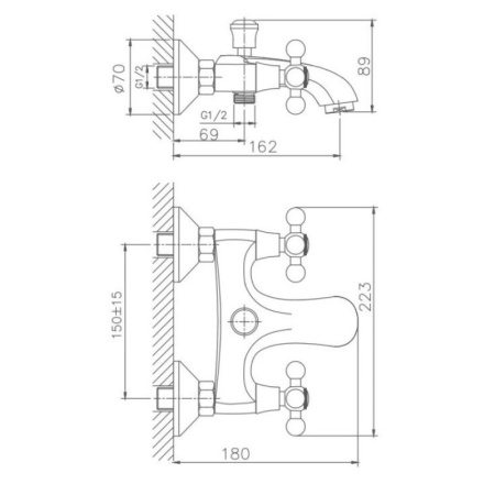 смеситель для ванны haiba hb3119-4 цвет бронза