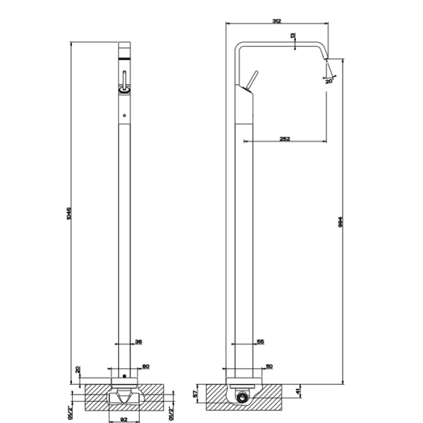 смеситель для раковины gessi rettangolo xl 26104#031 напольный