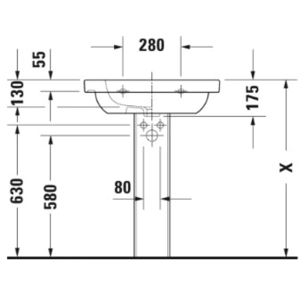 раковина полувстраиваемая duravit d-code 03426500002