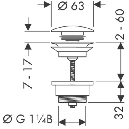 донный клапан hansgrohe 50100800 push-open, хром