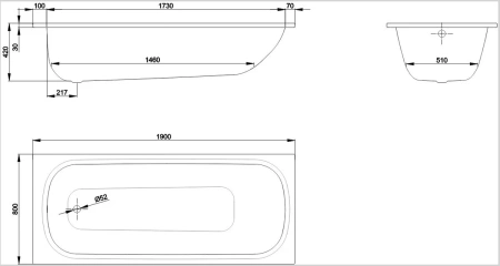 стальная ванна bette form 2951-000 ad as 190x80 см