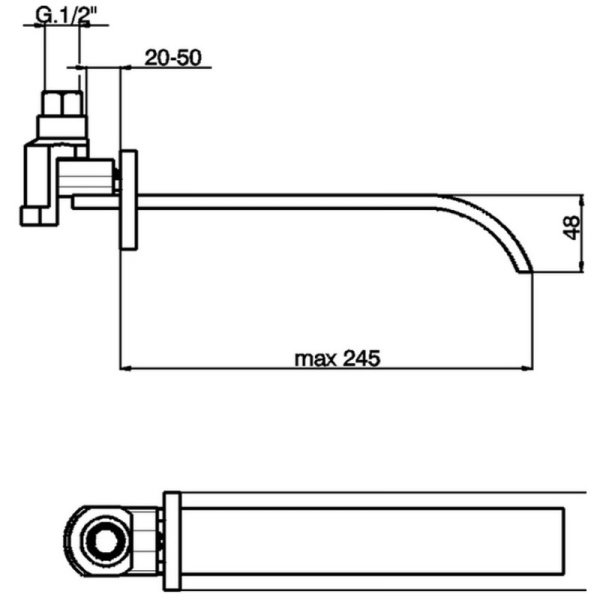 излив для ванны 245 мм cisal wave wa00024021