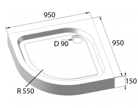 душевой поддон 95x95 см belbagno tray tray-bb-r-95-550-15-w с антискользящим покрытием, цвет белый