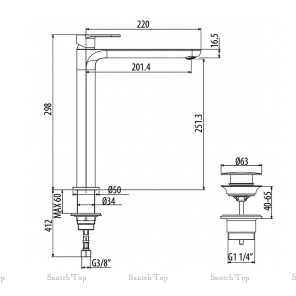 смеситель для раковины gattoni h2omix7000 7007070ns высокий, никель матовый