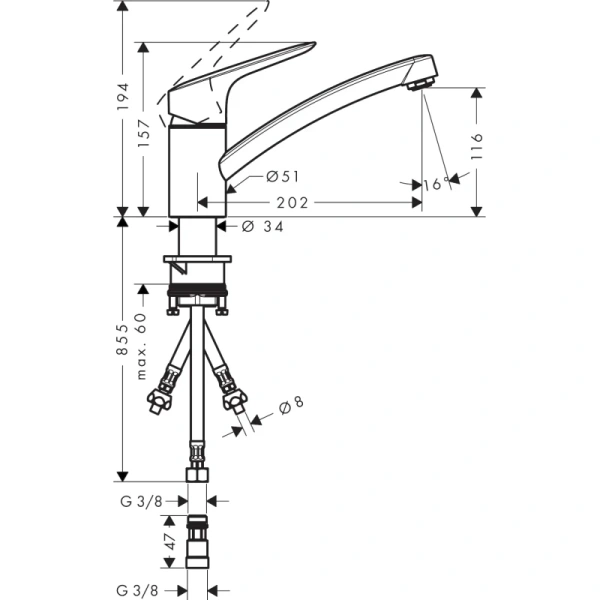 смеситель для кухни hansgrohe logis m31 71831000