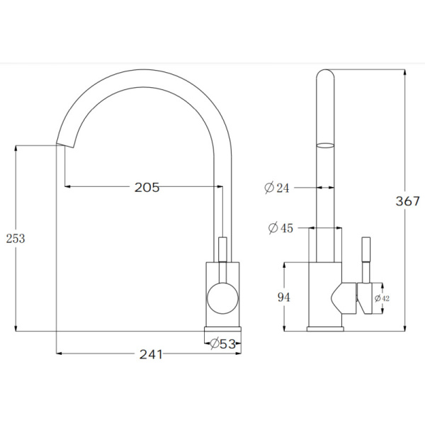 смеситель для кухни esko k45 (k45 black)