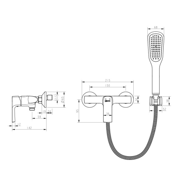 смеситель lemark ursus lm7203bl для душа, цвет черный