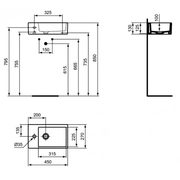 раковина подвесная ideal standard strada 45х27, k081701