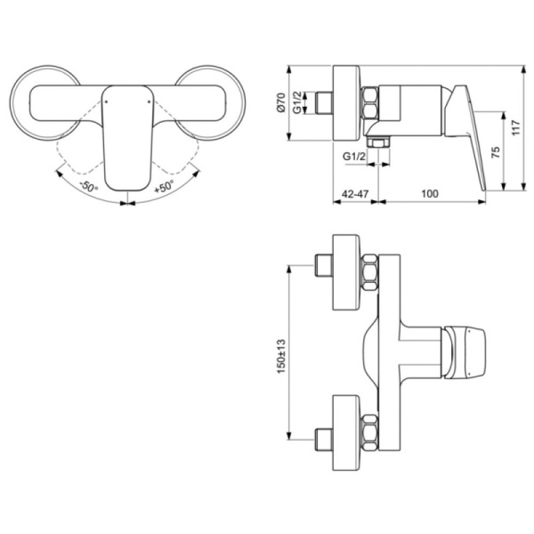 смеситель для душа ideal standard ceraplan bd250xg