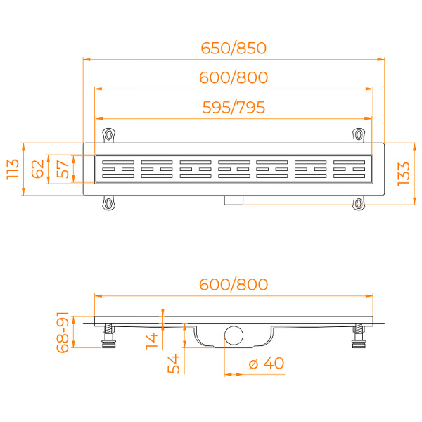 душевой лоток rgw drain leo-10-60 60211060-01 с решеткой хром