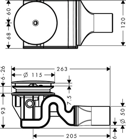 сифон для поддона hansgrohe raindrain 90 xx 60067000