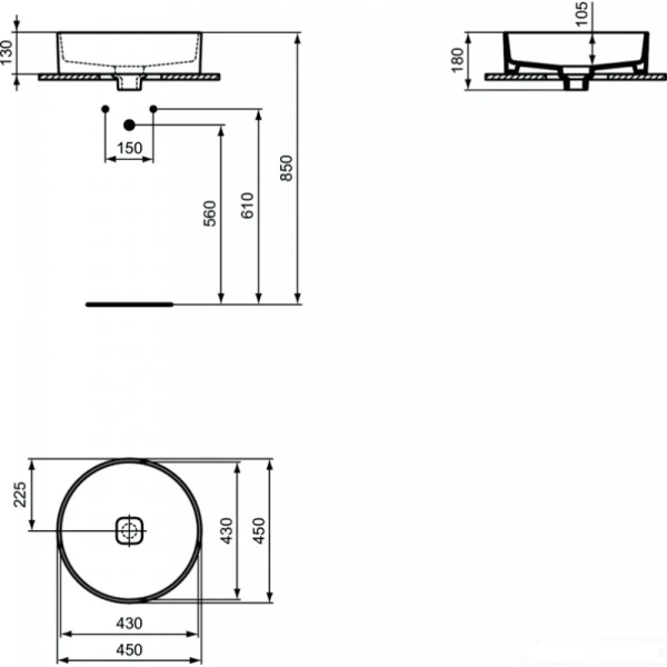раковина-чаша ideal standard strada ii 45см, t295901 евробелая