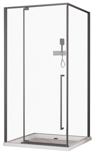 душевой уголок, душевое ограждение esbano art esa-119ps-gm 110х90 см с распашной дверью, прямоугольный, профиль оружейная сталь (gun metal), стекло прозрачное 6 мм, без поддона