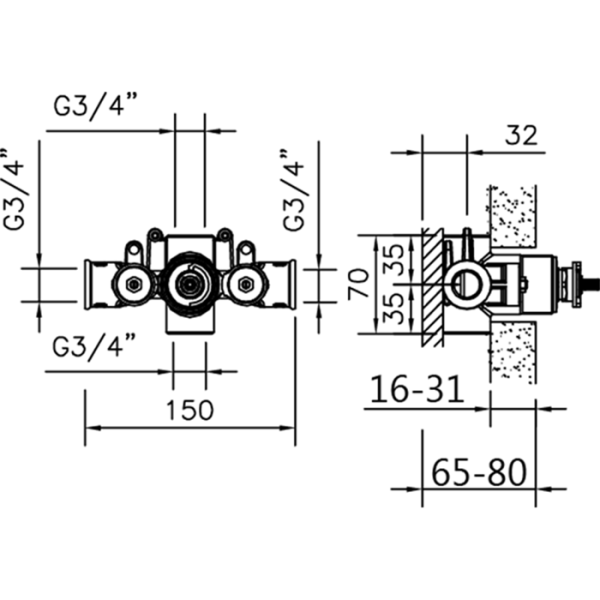 скрытая часть cisal complementi za00722004 смесителя 3/4"