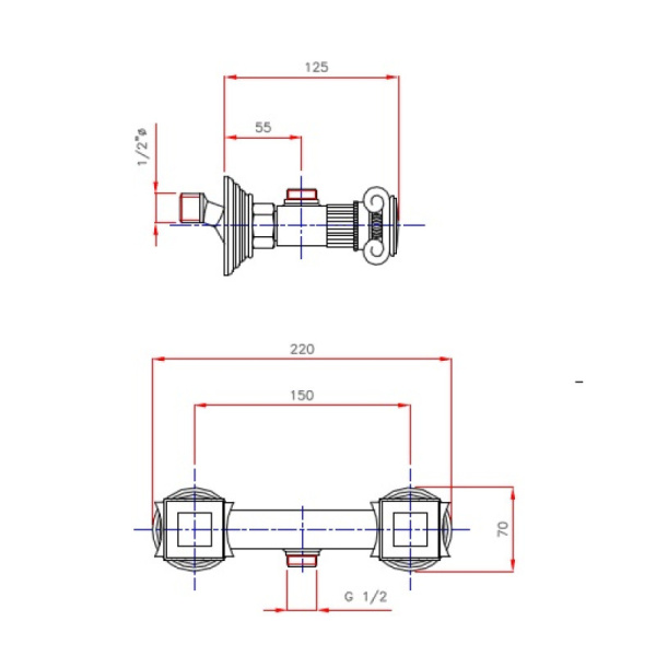 смеситель для душа хром, ручки металл cezares olimp olimp-ds-01-m