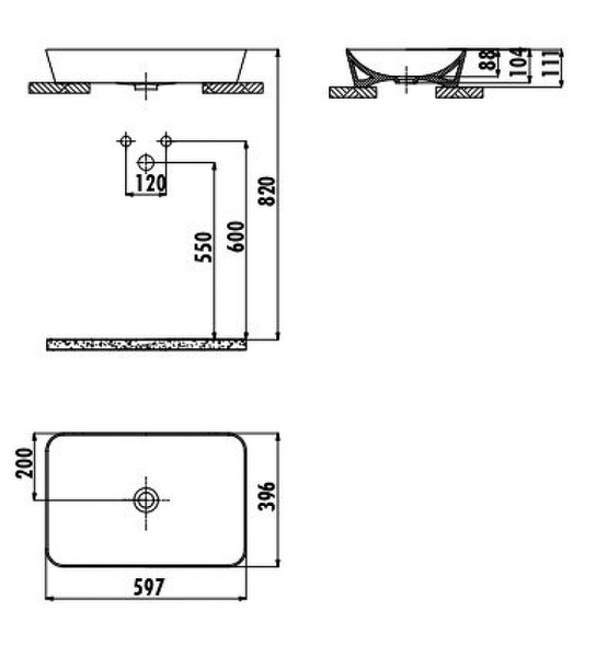 раковина-чаша creavit ultra 60 ul060-00sm00e-0000 59.7x39.6 см, цвет черный матовый