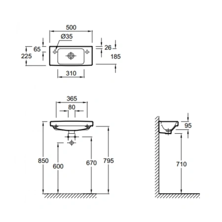 раковина накладная jacob delafon odeon up e4701r-00, 50 х 22 см, правая