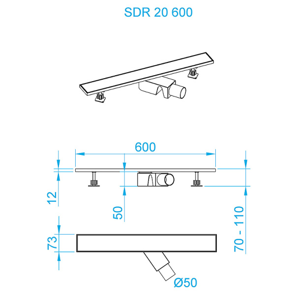 душевой лоток rgw sdr-20 47212060-01 с решеткой хром