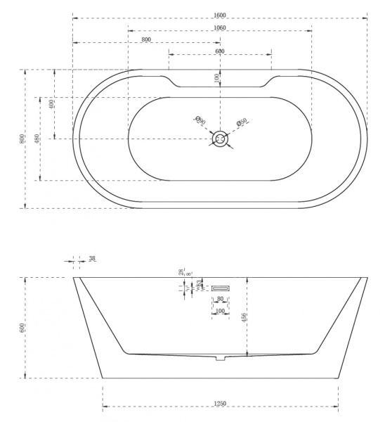 акриловая ванна abber ab9299-1.6 160x80 см, отдельностоящая, цвет белый