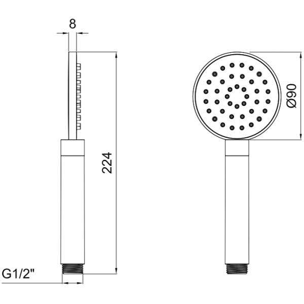 ручной душ almar posh e082108.ab ø9см., 1 режим, цвет: черный металл брашированный pvd