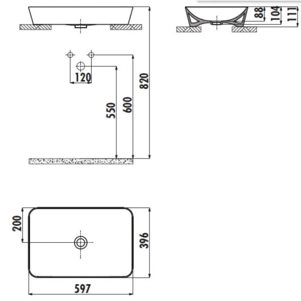 раковина накладная creavit ul060-00cb00e-0000, цвет белый